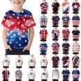 thumbnail image 1 of Afuyipoi Boys Graphic T-Shirt （for 3-15） Stripe Independence Day Celebration Crew Neck Short Sleeve Summer Tshirt for Kids Multicolor Size 5, 1 of 6