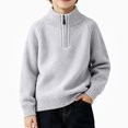 thumbnail image 1 of Afuyipoi Boys Half Zip Raglan Sleeve Pullover Sweater for Kids Size 1-13Y Fall Winter Casual Comfort Gray Size 2T, 1 of 2