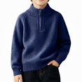 thumbnail image 1 of Afuyipoi Boys Half Zip Raglan Sleeve Pullover Sweater for Kids Size 1-13Y Fall Winter Casual Comfort Navy Size 4T, 1 of 9