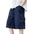 thumbnail image 1 of Afuyipoi Boys Jean,Five Pocket Cotton Blend Knee Denim Stretch Shorts Blue 9-10, 1 of 5