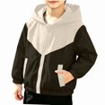 thumbnail image 1 of Afuyipoi Boys Lightweight Jacket (1-9) Color-Block Zippered Hooded Spring Fall Outerwear Army Green Size 2T, 1 of 7