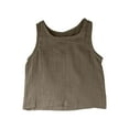 thumbnail image 1 of Afuyipoi Boys Ribbed Tank,Round Neck Summer Brethable Cotton Linen Basic Tees Army Green 3-4, 1 of 4