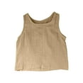 thumbnail image 1 of Afuyipoi Boys Ribbed Tank,Summer Round Neck Brethable Cotton Linen Basic Tees Khaki 1-2, 1 of 4