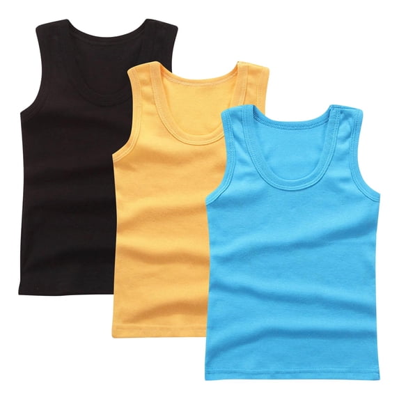 Afuyipoi Boys Tank Tops 3 Packs,Cotton Sleeveless Round Neck Summer Camisoles Bronze 7-8