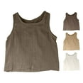 thumbnail image 1 of Afuyipoi Boys Tank Tops Size 6,Round Neck Summer Brethable Cotton Linen Basic Tees Brown, 1 of 3