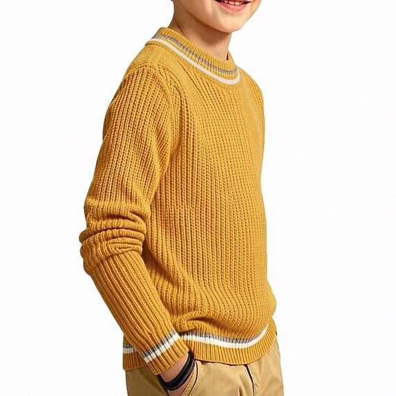 Afuyipoi Boys Turtleneck Pullover Sweater Knit Top for Kids Size 0-11Y Fall Winter Layering Outfit Yellow Size 4T
