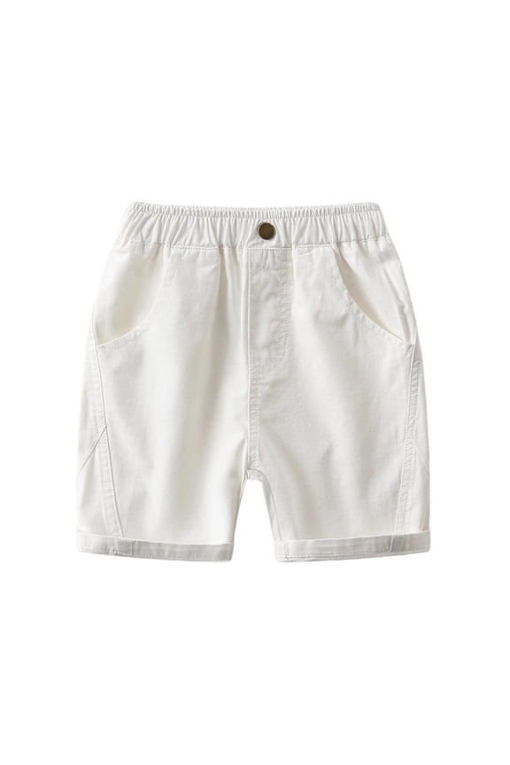 Boys Utility Shorts,Breathable High Waist School Uniform Park Short White 5-6