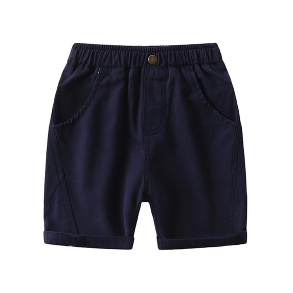 Afuyipoi Boys Utility Shorts,High Waist Breathable School Uniform Park Short Navy 3-4