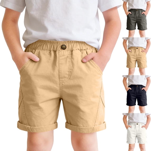 Afuyipoi Boys Utility Shorts Size 8,School Uniform Breathable High Waist Park Short Khaki
