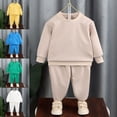 thumbnail image 1 of Afuyipoi Boys and Girls Textured Long Sleeve Crewneck Pullover and Activewear Pants Set 100% Cotton 2-12Y Blue Size 11, 1 of 6