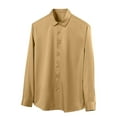 thumbnail image 1 of Afuyipoi Button-Up Long Sleeve Men Shirt,Formal Lapel Slim Fit Casual Solid Office Shirts Khaki M, 1 of 5