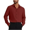 thumbnail image 1 of Afuyipoi Button Up Shirt Men,Casual with Pocket Solid Long Sleeve Mens Dress Shirts Wine XL, 1 of 6