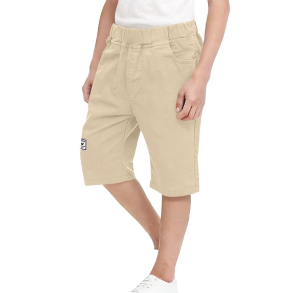 Afuyipoi Cargo Shorts for Boys,with Pocket Elastic Waist Loose Outerwear Shorts Khaki 5-6