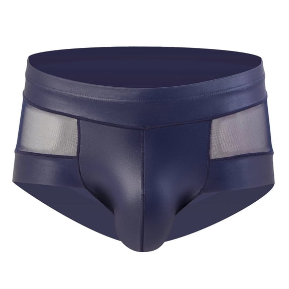 Afuyipoi Casual Underpants Men,Color Block Breathable High Rise Pouch Boxer Briefs Blue 2XL
