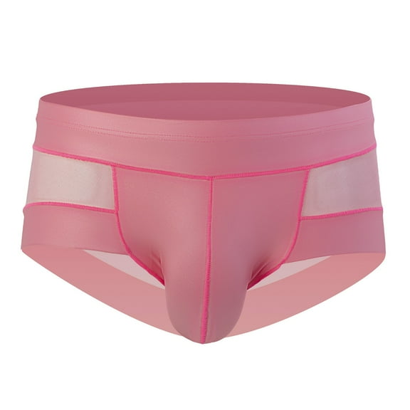 Afuyipoi Casual Underpants Men,Color Block High Rise Breathable Pouch Boxer Briefs Pink 2XL