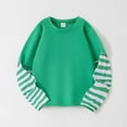 thumbnail image 1 of Afuyipoi Childrens Stripe Print Casual Long Sleeve Round Neck Pullover Top 100% Cotton Size 1-11 Years Green Size 3T, 1 of 6