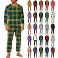 thumbnail image 1 of Afuyipoi Christmas Pajamas Men, Homewear Plaid Print Two-Piece Set Themed Pajamas Green S, 1 of 5