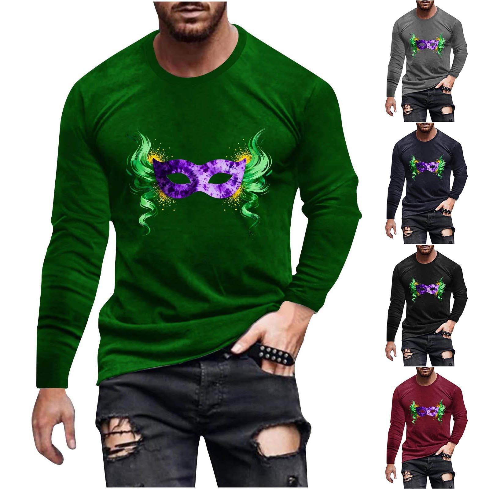 Afuyipoi Festive T-shirts for Men,Graphic Print Pullover Crew - Neck ...
