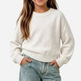 thumbnail image 1 of Afuyipoi Girls 100% Cotton Soft Pullover Sweater Crew Neck Long Sleeve Knit Top for Kids Size 0-9Y Comfort Daily Wear White Size 2T, 1 of 6