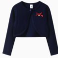 thumbnail image 1 of Afuyipoi Girls Bow Detail Button Front Knit Cardigan Sweater 100% Cotton Cape for Kids Size 1-13Y Fall Casual Style Navy Size 3T, 1 of 2