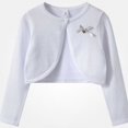 thumbnail image 1 of Afuyipoi Girls Bow Detail Button Front Knit Cardigan Sweater 100% Cotton Cape for Kids Size 1-13Y Fall Casual Style White Size 12, 1 of 7