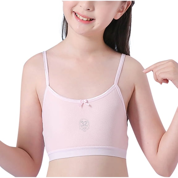 Afuyipoi Girls Bra, Strap Strapless Solid Color Padded Developmental Underwear Pink L