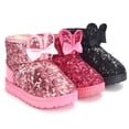thumbnail image 1 of Afuyipoi Girls' Bunny Ears Glitter Snow Boots PVC Warm Fleece Lined Casual Short Boots Size 6 Toddler - 3.5 Big Kid Pink Size 8 Toddler, 1 of 4