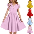 thumbnail image 1 of Afuyipoi Girls Chiffon A-line Dress,Polo Collar Lightweight Ruffle Trim Academic Style Dresses Pink 9-10, 1 of 5