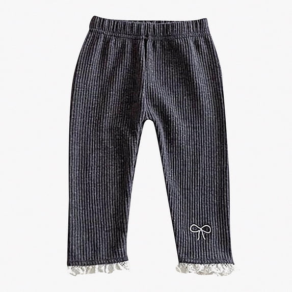 Afuyipoi Girls Cropped Printed Leggings Pants Fall Cotton Knit Dark Gray 12M