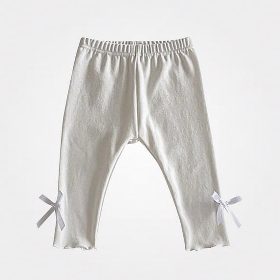 Afuyipoi Girls Cropped Ruffle Leggings Pants Fall Cotton Knit White 12M