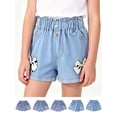 thumbnail image 1 of Afuyipoi ​Girls Denim Shorts（2-13 Years）, Summer Fashion 3D Print Cotton Blend Jean Shorts with Elastic Waistband, Sizes 2-13Y Blue Size 2T, 1 of 10