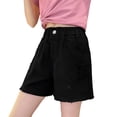 thumbnail image 1 of Afuyipoi Girls Denim Shorts,Retro Breathable with Pockets Cute Summer Denim Pants Black 4-5, 1 of 7