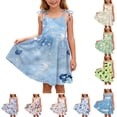 thumbnail image 1 of Afuyipoi Girls Dress Size 2-12Y Cloud Print Spaghetti Strap Tiered Sundress with Pockets for Kids Summer Daily Wear Blue Size 3T, 1 of 10