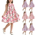thumbnail image 1 of Afuyipoi Girls Dresses 2026 Sleeveless Floral Print Round Neck Summer Dress Purple Size 11/12, 1 of 5