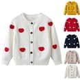 thumbnail image 1 of Afuyipoi Girls Embroidered Heart Cardigan Size 1-9 Long Sleeve Round Neck Fleece Sweater for Kids Casual Winter White Size 3T, 1 of 10