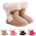 thumbnail image 1 of Afuyipoi Girls' Faux Fur Cuff Snow Boots Side Button Cozy Suede Ankle Boots for Toddlers Kids Size 7 Toddler - 2 Big Kid Coffee Size 7 Toddler, 1 of 9