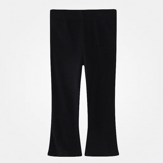 Afuyipoi Girls Flare Leggings Pants Fall Cotton Knit Black 2T