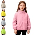 thumbnail image 1 of Afuyipoi Girls Fleece Cardigan Size 3-12Y Solid Zipper Jacket Long Sleeve Sweater for Kids Winter Casual Pink Size 4T, 1 of 10