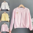 thumbnail image 1 of Afuyipoi Girls Flower Hollow Knit Cardigan Size 0-13Y Long Sleeve Round Neck Sweater for Kids Casual Winter Pink Size 3T, 1 of 4