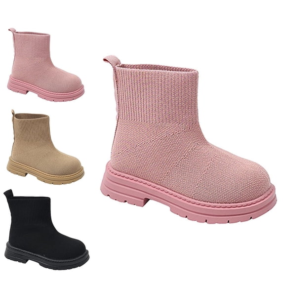 Afuyipoi Girls' Flying Knit High-Top Sports Boots Breathable Soft Sole Ankle Shoes for Toddlers Size 6.5 Toddler - 12 Little Kid Pink Size 10 Little Kids