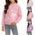 thumbnail image 1 of Afuyipoi Girls Heart Print Long Sleeve Pullover Sweater for Kids Size 3-13Y Winter Warm Casual Wear Pink Size 5T, 1 of 7