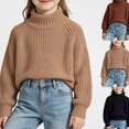 thumbnail image 1 of Afuyipoi Girls High Neck Pullover Sweater 100% Cotton for Kids Size 1-10Y Fall Winter Soft Everyday Wear Khaki Size 3T, 1 of 9