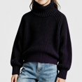 thumbnail image 1 of Afuyipoi Girls High Neck Pullover Sweater 100% Cotton for Kids Size 1-10Y Fall Winter Soft Everyday Wear Purple Size 2T, 1 of 9
