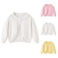 thumbnail image 1 of Afuyipoi Girls Hollow Out Knitted Shawl Cardigan Size 3-8 Long Sleeve Round Neck Breathable Cover Up for Kids Casual Yellow Size 3T, 1 of 6