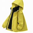 thumbnail image 1 of Afuyipoi Girls Hooded Jacket Fleece Lined Waterproof Windbreaker Winter Warm Size 3-15 Yellow Size 12, 1 of 5