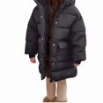 thumbnail image 1 of Afuyipoi Girls Hooded Puffer Coat Winter Thick Quilted Warm Windproof Long Jacket Size 3-13 Black Size 4T, 1 of 6