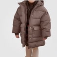 thumbnail image 1 of Afuyipoi Girls Hooded Puffer Coat Winter Thick Quilted Warm Windproof Long Jacket Size 3-13 Brown Size 3T, 1 of 6