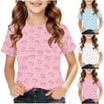 thumbnail image 1 of Afuyipoi Girls Pleated Tops (4-12) Cute Graphic Print T-shirts Casual Summer Pullover Tops Sky Blue Size 7/8, 1 of 6
