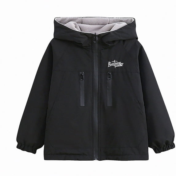 Afuyipoi Girls Reversible Fleece Lined Hooded Jacket Waterproof Windbreaker Two Side Wear Size 4-15 Black Size 9
