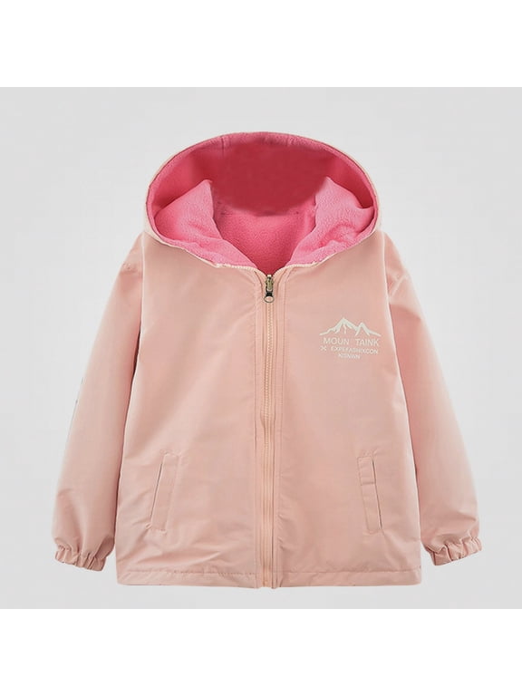 Girls Reversible Hooded Jacket Waterproof Windbreaker Two Side Wear Size 4-15 Pink Size 14